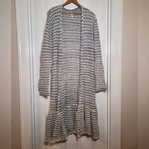 Free people long duster striped cardigan large L